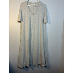 natural life V Neck Short Sleeve Midi Dress Sz Small Gray Minimalist Neutral